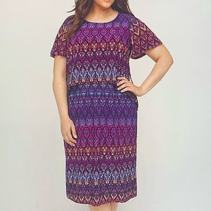 Catherines. Dress. A-Line. Cape Overlay. Midi. 3X